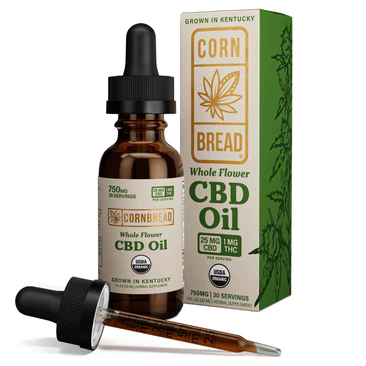 Cornbread Whole Flower CBD Oil - 25MG CBD and 1MG THC